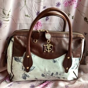 Floral Leather Briefcase Handbag